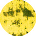 Round Abstract Yellow Modern Rug, abs831yw