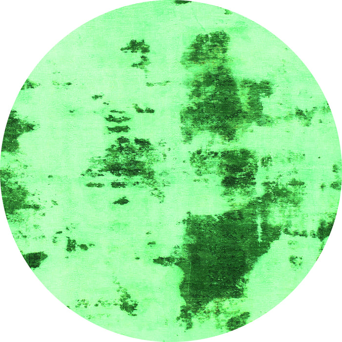 Round Abstract Green Modern Rug, abs831grn