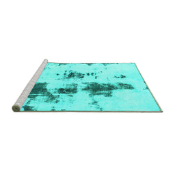 Sideview of Machine Washable Abstract Turquoise Modern Area Rugs, wshabs831turq
