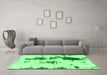 Machine Washable Abstract Green Modern Area Rugs in a Living Room,, wshabs831grn