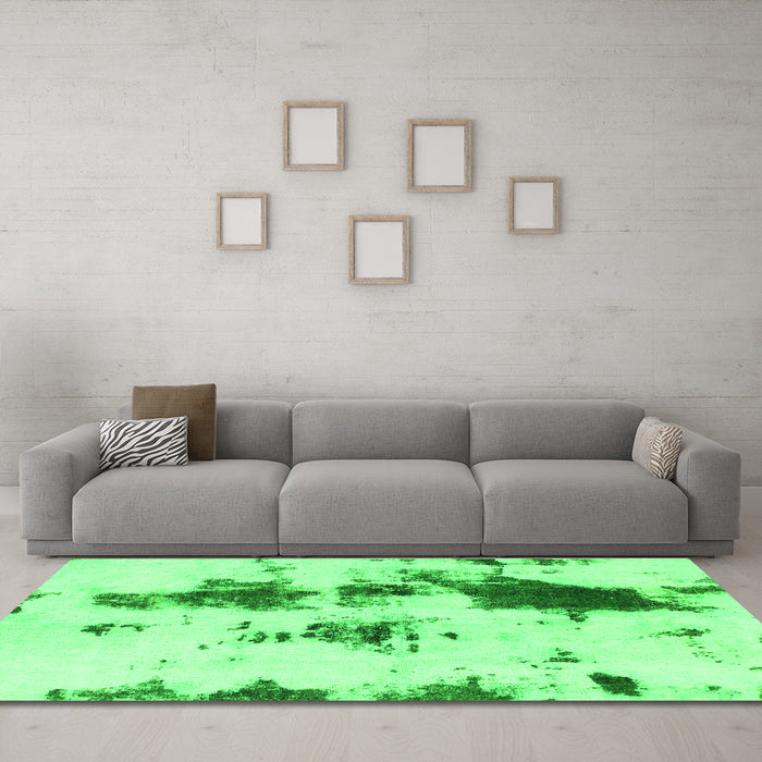 Machine Washable Abstract Green Modern Area Rugs in a Living Room,, wshabs831grn