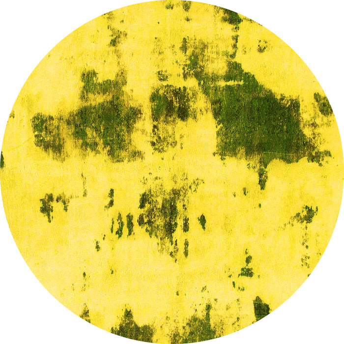 Round Machine Washable Abstract Yellow Modern Rug, wshabs831yw