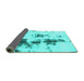 Sideview of Abstract Turquoise Modern Rug, abs831turq