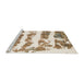 Sideview of Machine Washable Abstract Gold Rug, wshabs832