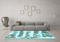 Machine Washable Abstract Light Blue Modern Rug, wshabs832lblu