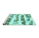 Sideview of Machine Washable Abstract Turquoise Modern Area Rugs, wshabs832turq