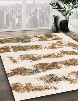 Abstract Gold Modern Rug in Family Room, abs832
