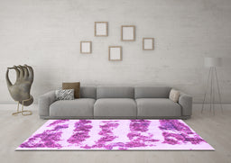 Machine Washable Abstract Purple Modern Area Rugs in a Living Room, wshabs832pur