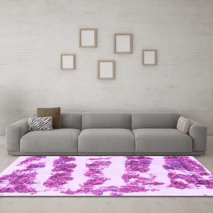 Machine Washable Abstract Purple Modern Area Rugs in a Living Room, wshabs832pur