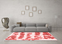 Machine Washable Abstract Red Modern Rug, wshabs832red