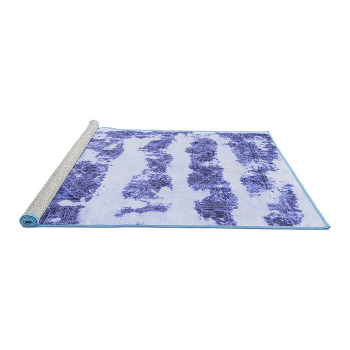 Sideview of Machine Washable Abstract Blue Modern Rug, wshabs832blu