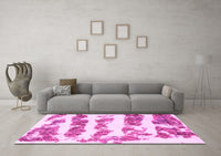 Machine Washable Abstract Pink Modern Rug, wshabs832pnk