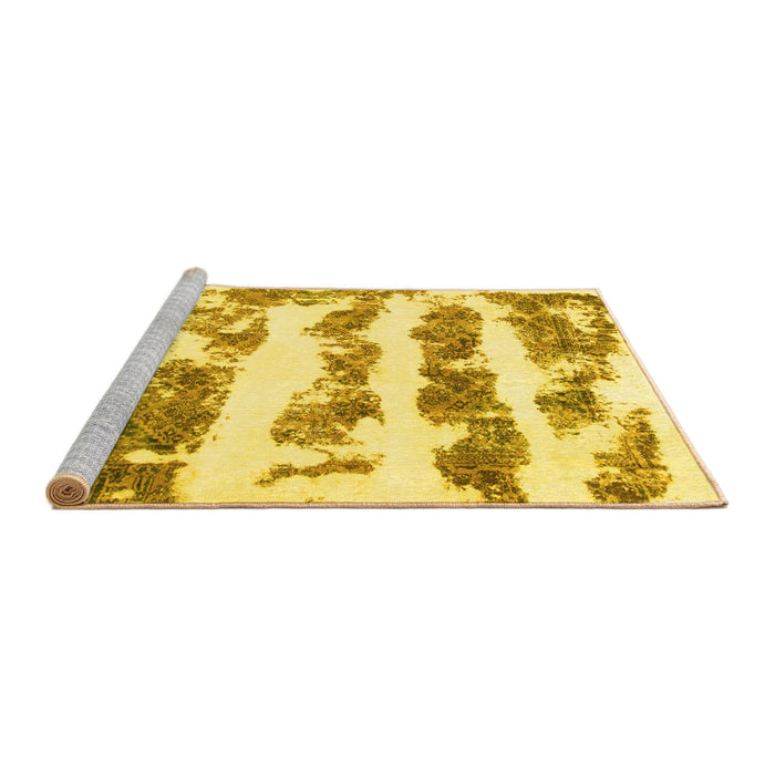 Sideview of Machine Washable Abstract Yellow Modern Rug, wshabs832yw