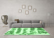 Machine Washable Abstract Emerald Green Modern Area Rugs in a Living Room,, wshabs832emgrn