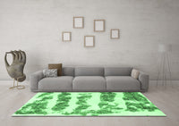 Machine Washable Abstract Emerald Green Modern Rug, wshabs832emgrn