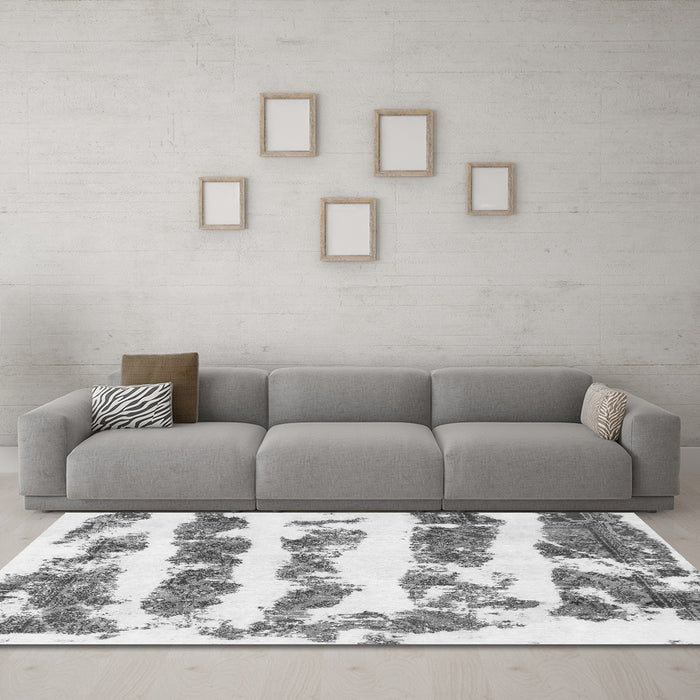 Machine Washable Abstract Gray Modern Rug in a Living Room,, wshabs832gry