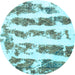 Round Machine Washable Abstract Light Blue Modern Rug, wshabs832lblu