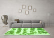 Machine Washable Abstract Green Modern Area Rugs in a Living Room,, wshabs832grn