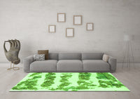 Machine Washable Abstract Green Modern Rug, wshabs832grn