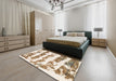 Machine Washable Abstract Gold Rug in a Bedroom, wshabs832