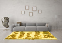 Machine Washable Abstract Yellow Modern Rug, wshabs832yw