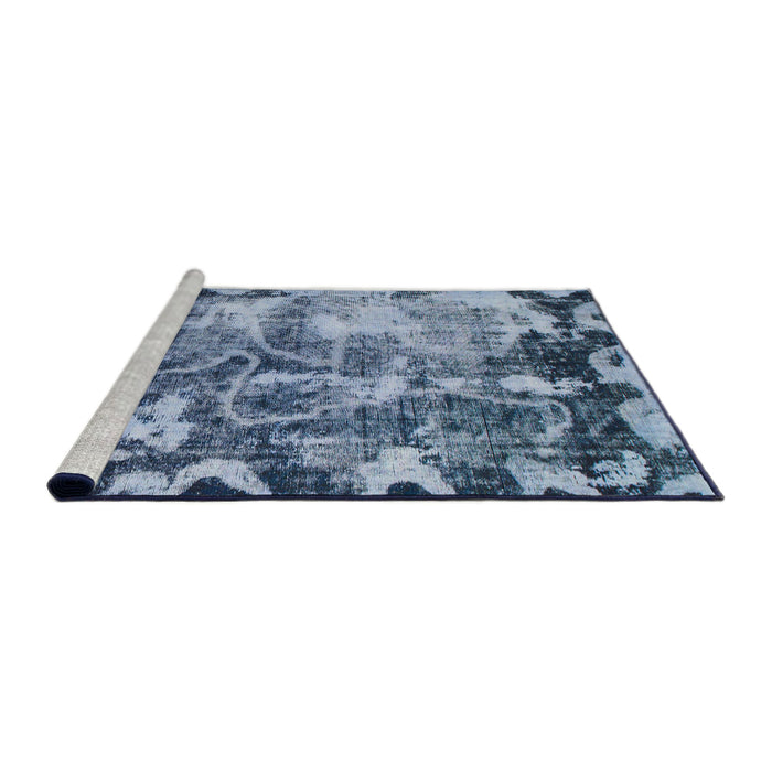 Sideview of Machine Washable Abstract Sky Blue Rug, wshabs833