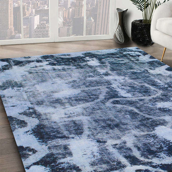 Machine Washable Abstract Sky Blue Rug in a Family Room, wshabs833
