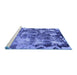 Sideview of Machine Washable Persian Blue Bohemian Rug, wshabs833blu