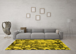 Machine Washable Persian Yellow Bohemian Rug in a Living Room, wshabs833yw