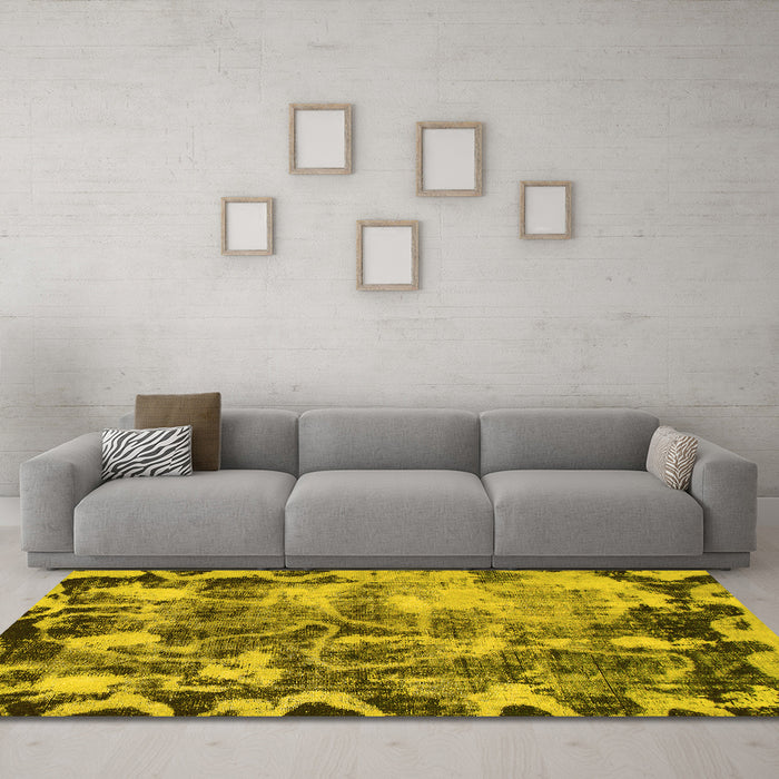 Machine Washable Persian Yellow Bohemian Rug in a Living Room, wshabs833yw