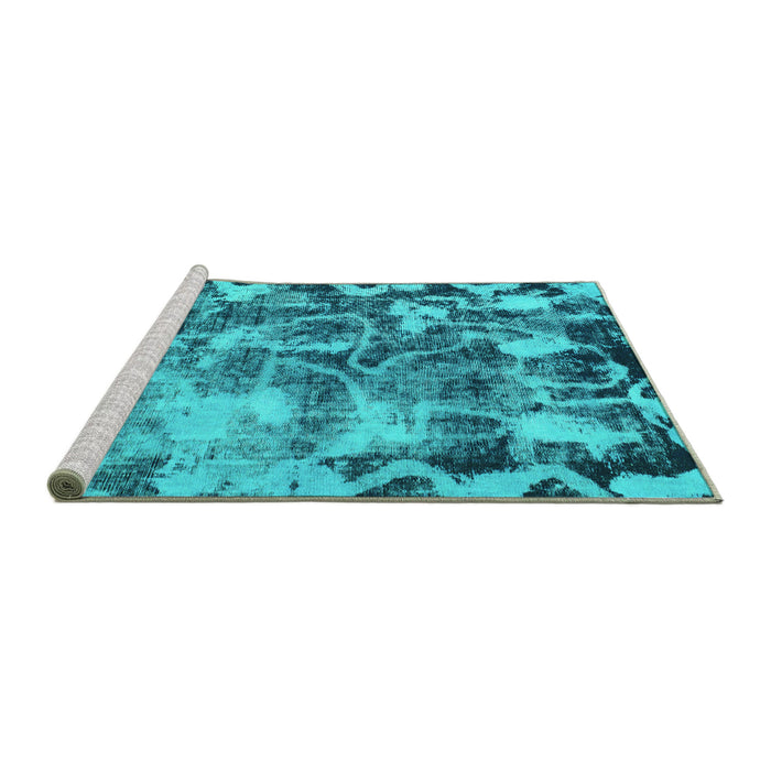 Sideview of Machine Washable Persian Turquoise Bohemian Area Rugs, wshabs833turq