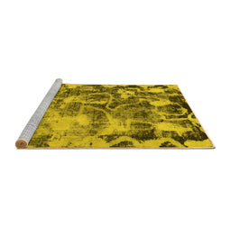 Sideview of Machine Washable Persian Yellow Bohemian Rug, wshabs833yw