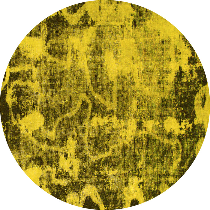 Round Machine Washable Persian Yellow Bohemian Rug, wshabs833yw