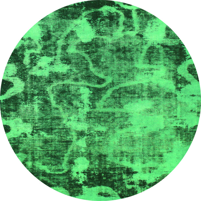 Round Machine Washable Persian Green Bohemian Area Rugs, wshabs833grn