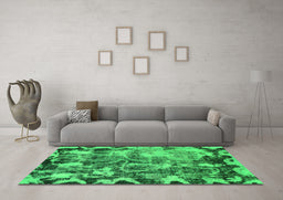 Machine Washable Persian Green Bohemian Area Rugs in a Living Room,, wshabs833grn