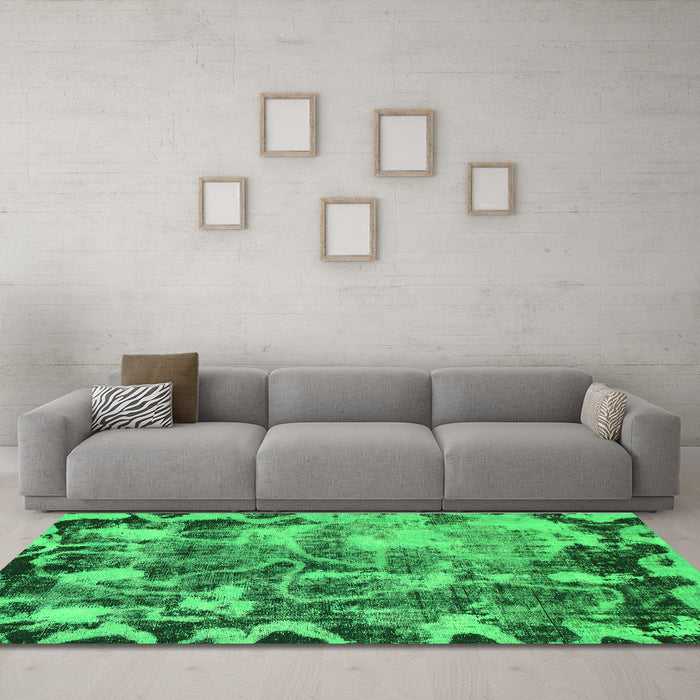 Machine Washable Persian Green Bohemian Area Rugs in a Living Room,, wshabs833grn