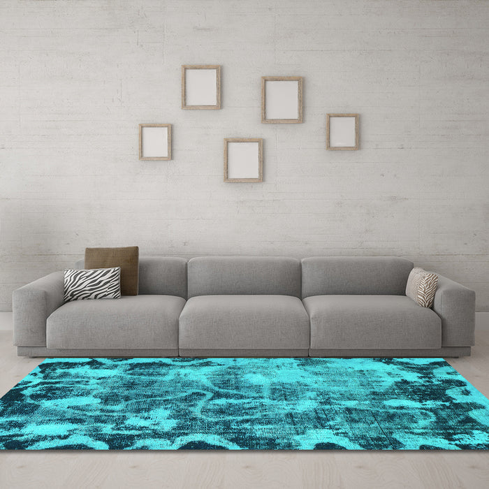 Machine Washable Persian Turquoise Bohemian Area Rugs in a Living Room,, wshabs833turq