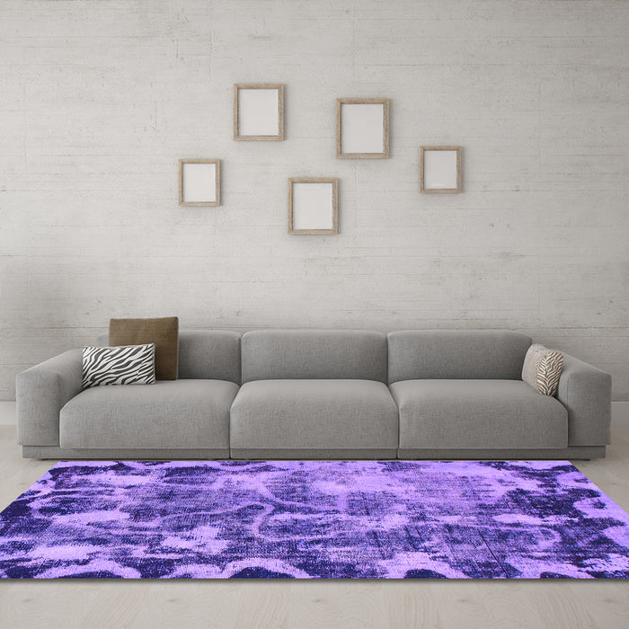Machine Washable Persian Purple Bohemian Area Rugs in a Living Room, wshabs833pur