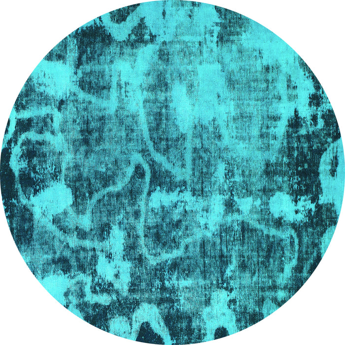 Round Machine Washable Persian Turquoise Bohemian Area Rugs, wshabs833turq