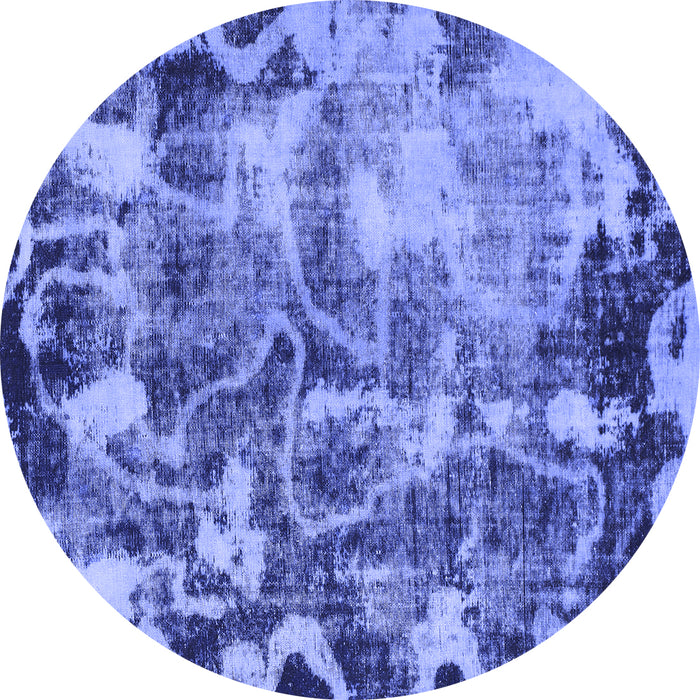 Round Machine Washable Persian Blue Bohemian Rug, wshabs833blu