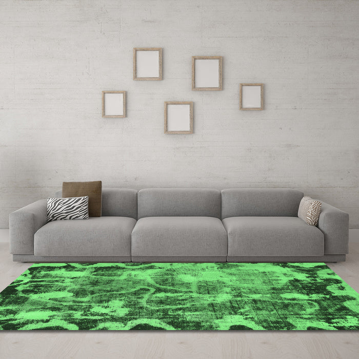 Machine Washable Persian Emerald Green Bohemian Area Rugs in a Living Room,, wshabs833emgrn
