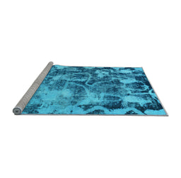 Sideview of Machine Washable Persian Light Blue Bohemian Rug, wshabs833lblu