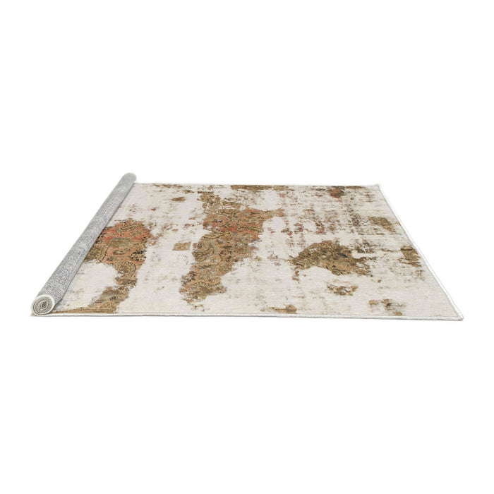 Sideview of Machine Washable Abstract Champagne Beige Rug, wshabs834