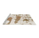 Sideview of Machine Washable Abstract Champagne Beige Rug, wshabs834