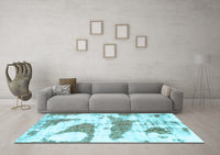 Machine Washable Abstract Light Blue Modern Rug, wshabs834lblu