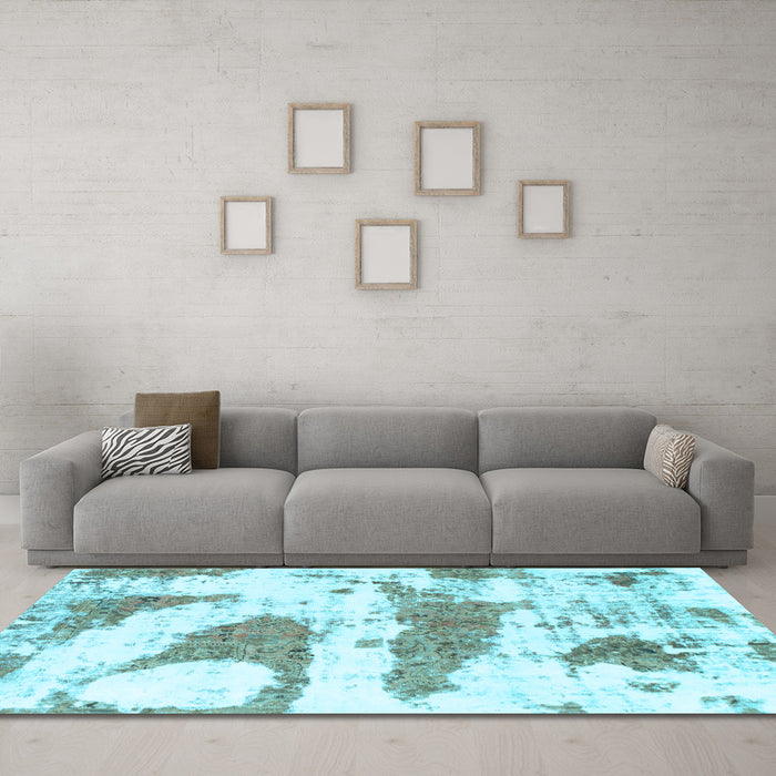 Machine Washable Abstract Light Blue Modern Rug in a Living Room, wshabs834lblu