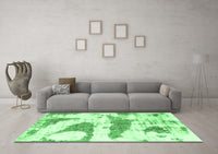 Machine Washable Abstract Emerald Green Modern Rug, wshabs834emgrn