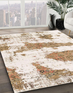 Abstract Champagne Beige Modern Rug in Family Room, abs834