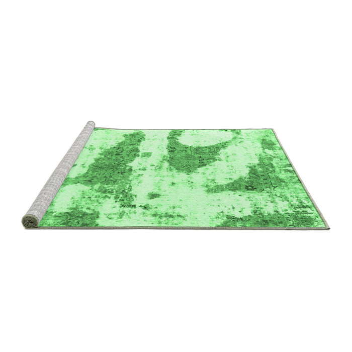 Sideview of Machine Washable Abstract Emerald Green Modern Area Rugs, wshabs834emgrn