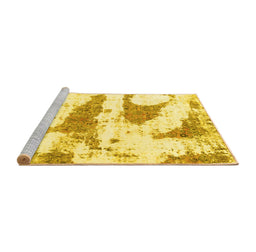Sideview of Machine Washable Abstract Yellow Modern Rug, wshabs834yw